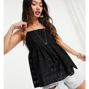 🆕️ J. Crew Black Eyelet Camisole with Adjustable Straps. NWT